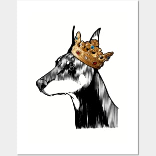 Doberman Pinscher Dog King Queen Wearing Crown Posters and Art